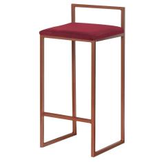 Imagem de Banqueta Decorativa Selena Base Bronze Suede Bordô - Gran Belo