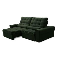 Imagem de Sofá 3 Lugares Retrátil e Reclinável Alasca Veludo Verde