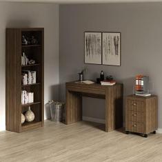 Imagem de Conjunto Home Office 3 Peças com 1 Escrivaninha 1 Estante 1 Gaveteiro Espresso Móveis