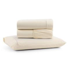 Imagem de Jogo De Lençol Ponto Palito Solteiro 180 Fios 3 Pç - Palha - Santos E