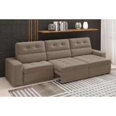 Imagem de Sofá Roma Premium 2,30M Assento Retrátil/Reclinável Suede Capuccino Xf