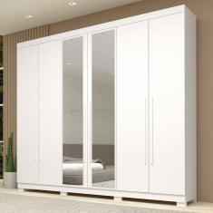 Imagem de Guarda Roupa Casal 6 Portas com Espelho 100% Mdf Buganvílea Espresso Móveis Branco