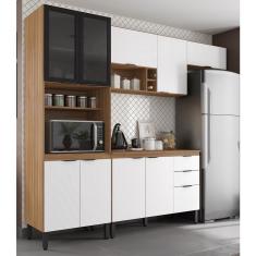 Imagem de Cozinha Modulada Completa 10 Portas 02 Gavetas Firenze Amendola Branco Demóbile