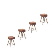 Imagem de Kit 4 Bancos Banquetas Baixas Acre Café - Adz