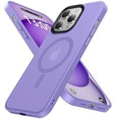 Imagem de sheheme Capa magnética para iPhone 12 Pro Max, com 3 protetores de lente [compatível com MagSafe] [proteção de nível militar] Capa fosca translúcida à prova de choque para iPhone 12 Pro Max, roxo