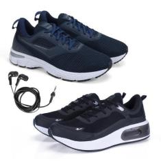 Imagem de Tênis Masculino Fitness Esporte + Fone de Ouvido Fio Kit 2 - BFK, Pret
