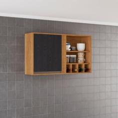 Imagem de Armário para Cozinha Aéreo 1 Porta Pérola Cinamomo/preto