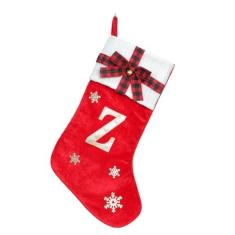 Imagem de HMASYO Meia de Natal com monograma, 50,8 cm grande personalizada com letra bordada e laço tricotado punho decoração suspensas meias familiares