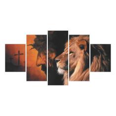 Imagem de Quadros Decorativos Mdf Leão De Judá + Cruz 115X60