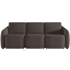 Imagem de Sofá Cama Casal Para Sala 336cm Polska K04 Veludo Marrom - Mpozenato