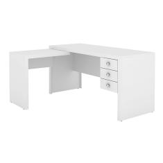 Imagem de Mesa De Escritorio Me4106 C 3 Gavetas Branco Tecno Mobili