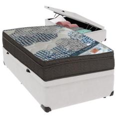 Imagem de Cama Box Baú Branco e Colchão ISO Superpocket Molas Ensacadas Solteiro
