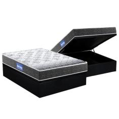 Imagem de Cama Box Baú Casal: Colchão Molas Ensacadas Probel D23 Guarda Costas Super Resistente + Base CRC Suede Black (138x188)