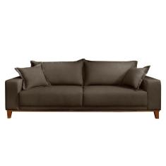 Imagem de Sofá Fixo Argos 3 Lugares Luxo 2,40 M Castellar Móbile Veludo Chumbo