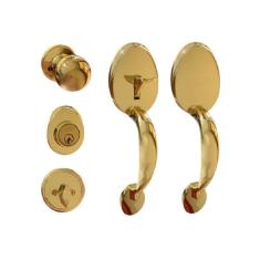 Imagem de Fechadura Blim Blim Para Porta Dupla De Duas Folhas Retrô Alça Dupla Dourado Ouro