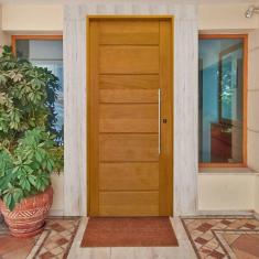 Imagem de Kit Porta de Madeira Pivotante 210x92cm Batente 14cm Fechadur