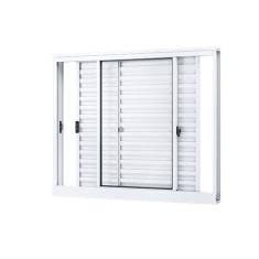 Imagem de Janela de Alumínio Veneziana de  Correr Lateral 3 Folhas Móveis 100x150cm Riobras Branco