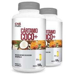 Imagem de Kit 2 Óleo de Cartamo + Óleo de coco 1000mg Chá Mais 120 cápsulas