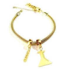 Imagem de Pulseira Química Com Plaquinha Escrito Folheado A Ouro 18k