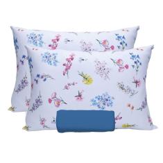 Imagem de Jogo De Lençol 3 Peças Portallar Confort Silk Flores Do Campo-azul Coroa King