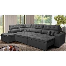 Imagem de Sofá de Canto Retrátil e Reclinável Esquerdo 3,00x2,36m Molas Cama Inbox Espanha Velusoft Cinza