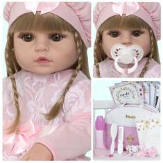Imagem de Boneca Reborn Bebê Abigail Corpo Siliconado 20 Acessórios - Cegonha Re