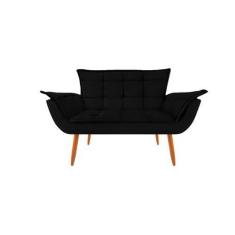 Imagem de Namoradeira Opala Decorativa 2 Lugares Suede Preto - Maitê Moda Casa
