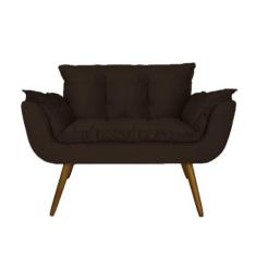 Imagem de Namoradeira Decorativa Estofada Para Consultório Opala Suede Marrom - LM DECOR