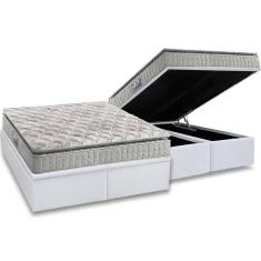 Imagem de Cama Box Baú King: Colchão Espuma Anjos D33 Orthosono Pillow Top + Base CRC Courano White(193x203)