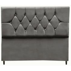 Imagem de Cabeceira Cama Box Estofada King 195 cm Geovana Suede Cinza