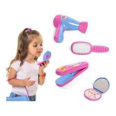 Imagem de Kit Beleza Infantil Chapinha Secador Maquiagem De Brinquedo - Tateti