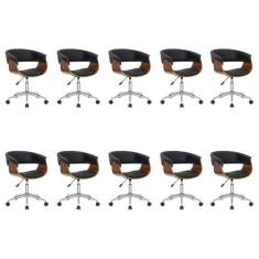Imagem de Kit 10 Cadeiras Escritório Diretor Giratória Regulável Preto