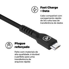 Imagem de Cabo Dual Shock Preto Micro USB V8 ( 2 metros ) - Gshield