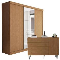 Imagem de Conjunto Guarda-roupa Casal 3 Portas De Correr E C moda 1 Por