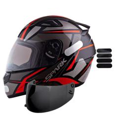 Imagem de Capacete Masculino Ebf Spider Vermelho Mais Viseira Fumê e Adesivo Preto