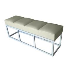 Imagem de Recamier Casal Bege Base De Metal Cinza Square Módena - Rbl