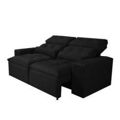 Imagem de Sofá Retrátil E Reclinável 1,5M Preto Suede - Veneza Estofados