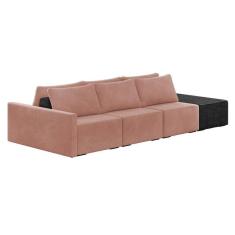 Imagem de Sofá Ilha 3 Lugares Living 402cm Modulado Lary Veludo Rosê Pu Pto K01 - D`rossi