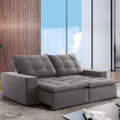 Imagem de Sofá 4 Lugares Paris Retrátil e Reclinável Super Pilow 230cm Cinza - Celflex