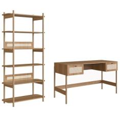 Imagem de Mesa Escrivaninha e Estante Pés Madeira Arlo A10 Hanover - Mpozenato