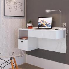 Imagem de Escrivaninha Suspensa com Espelho 1 gaveta MU111 Decibal Branco