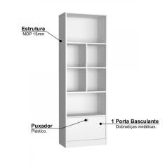 Imagem de Estante para Escritório 6 Nichos 1 Porta Basculante Bali Nova Mobile Mel/