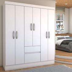 Imagem de Guarda-Roupa Casal Sena Slim 6 Portas 2 Gavetas Branco - Panorama Móveis