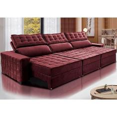 Imagem de Sofá Retrátil e Reclinável 3,85m Cama Inbox Big Star com Softgeld40 Velupluma Vinho