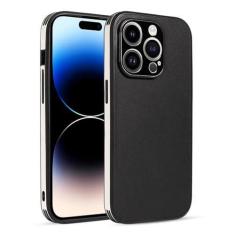 Imagem de Capa protetora de lente de metal com textura de couro, capa traseira macia para iphone 14 13 12 11 pro max, t1, para iphone 12pro max