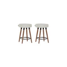 Imagem de Kit 2 Bancos Moderno Pé Palito Roma Slim Bege Claro 50cm