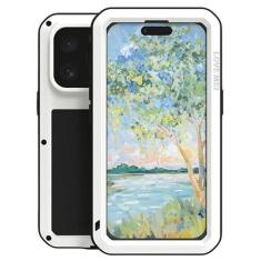 Imagem de Capa à prova de choque para iPhone 16 Pro - Capa de proteção de corpo inteiro de grau militar resistente para iPhone 16 Pro de 6,3 polegadas, moldura de metal de vidro temperado resistente a quedas, à