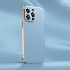 Imagem de Capa de telefone de couro para iphone 14 12 11 13 15 pro max 15pro 14pro chapeamento proteção de lente completa capa traseira, azul (a006), para iphone 11