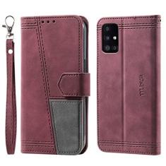 Imagem de Capa carteira para smartphone flip case para Samsung Galaxy A51, capa protetora de couro [bloqueio RFID] capa de proteção com [suporte para cartão] e [recurso suporte] capa carteira protetora à prova de choque com pulso