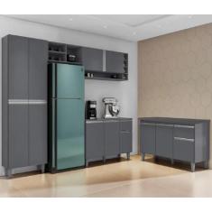 Imagem de Armário De Cozinha Vanessa Com Balcão 120mt Tatiane Com Tampo Mdp Cinz